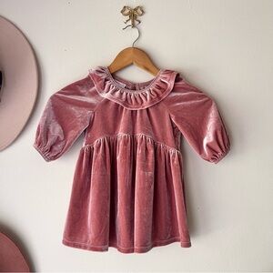 BONNIE JEAN pink velvet dress‎ ruffle trim Toddler Girls 3T
